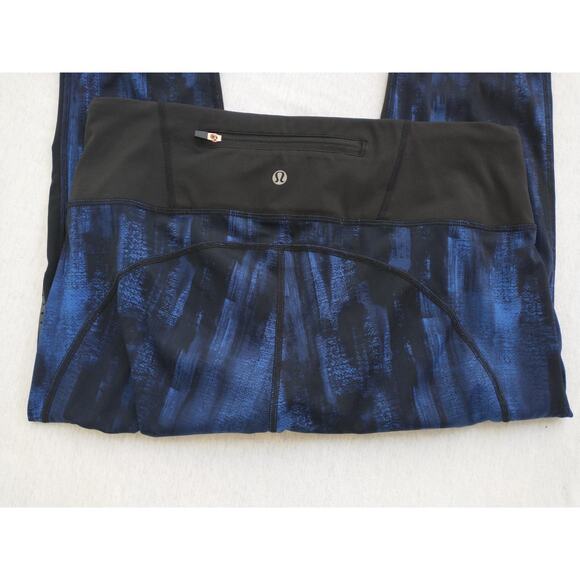 Lululemon Pace Pusher Crop Leggings Pocket Black/Blue Size 8 - Picture 7 of 10